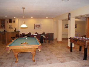 Gameroom: Bar, Pool table, fooze ball, Texas Holdem poker, shuffle board.